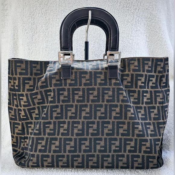 Fendi Zucca Large Twin Shopper Tote Bag Vintage - Picture 1 of 16